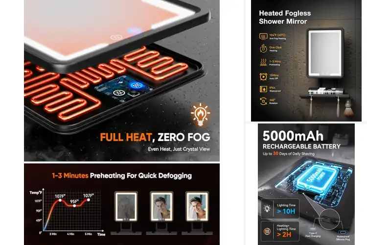 Detailed view of Best Heated Shaving Mirrors: Fog-Free Clarity Every Shower